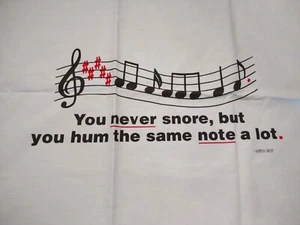 🌟 Funda de almohada Bibb de colección NUNCA RONCAS PERO TARAREAS LA MISMA NOTA MUCHO - NOS EE. UU. - Imagen 1 de 5