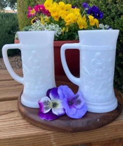 1958-78 Milk Glass 12 oz Stein Federal Glass Tavern Beer Stein-Mug Set of 2 - Picture 1 of 10