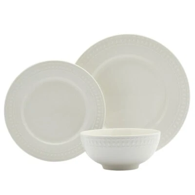 Tabletops Gallery Dinnerware Sets 12-Piece Service for 4 Porcelain Off-White - Image 1 of 4