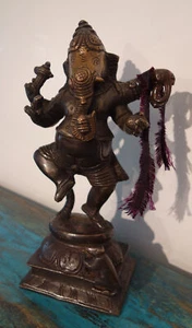 Statua Di Ganesha Buddha Danzerina Con 4 Braccia In Bronzo Nepal 2,2Kg - Imagen 1 de 4
