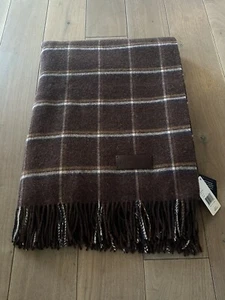 Ralph Lauren Home $695 Wallace Plaid Throw Blanket W/Fringe 55" X 72" Lambswool - Picture 1 of 4
