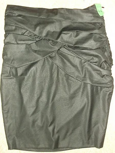 RIVER ISLAND Black Pleated/Ruched PENCIL SKIRT Size 8 - Picture 1 of 2