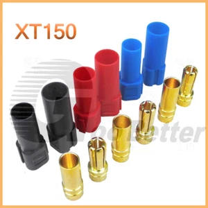 AMASS XT150 6mm Bullet Banana Cable Gold Plated Connectors Male Female RC Lipo - Picture 1 of 15