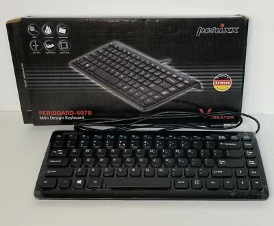 Perixx Periboard-407B Mini Wired USB Keyboard glossy black - Image 1 of 4