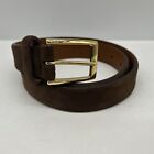 Cole Haan Brushed Brown Leather Belt 30 Small Solid Brass Buckle  A7382 USA Made