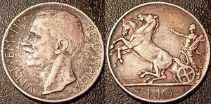 Italia - Vittorio Emanuele III - 10 Liras De Plata 1927 TTB ! KM#68.1 - Picture 1 of 1