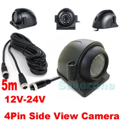 12-24V 4Pin 12LED Side Rear View Reversing Camera +5m For Truck Bus Heavy Duty - Image 1 of 4