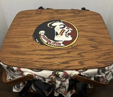 Florida State Seminoles Beautiful Longaberger large wicker picnic basket 17”L Cover
