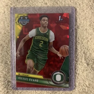 KWAME EVANS 2023-24 BOWMAN CHROME UNIVERSITY 1ST SAPPHIRE RED /5 Oregon - Picture 1 of 2