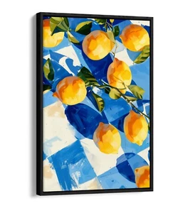 IMPRESIÓN DE ARTE DE PARED LIMONES GOUACHE SOBRE TELA A CUADROS - LIENZO ENMARCADO EFECTO FLOTADOR - Imagen 1 de 12