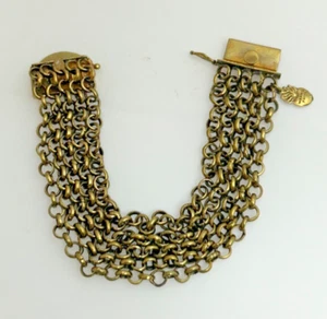 Waxing Poetic Chain Link Wide Band Monogram Brass Bracelet - Picture 1 of 6