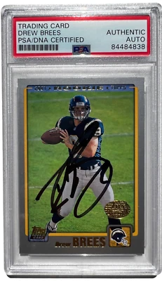 DREW BREES SIGNED 2001 TOPPS ROOKIE CARD #328 SAINTS RC AUTO PSA/DNA - Image 1 of 2