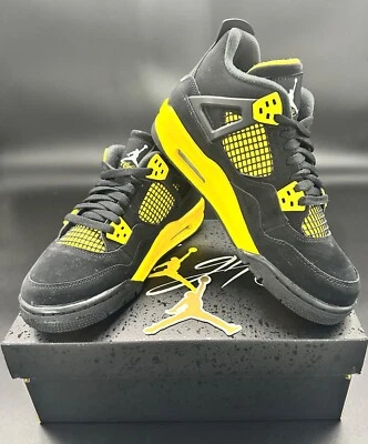 Nike Air Jordan 4 Retro (GS) Thunder Tour Amarillo 408452-017 GS Talla Y 7 / W 8.5 Foto 1 de 4
