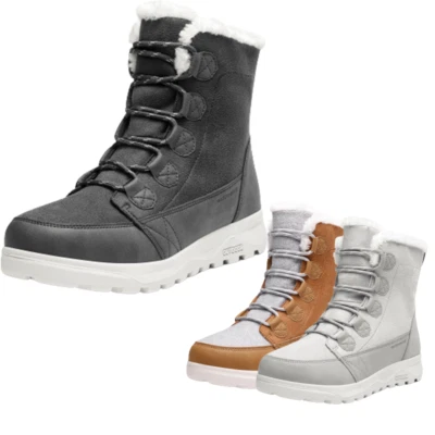 Women Waterproof Ankle Booties Lace Up Faux Fur Lining Winter Warm Snow Boots - Image 1 of 2