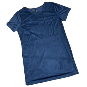 Influence Womens size 16 Blue T-shirt Shift Dress Velour Short Sleeveless - Picture 1 of 7