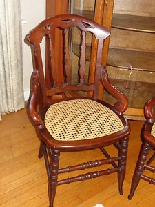 Pair--Victorian Cane-Seated Chairs/New Seats - Picture 1 of 7