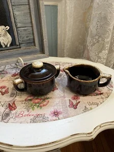 Pfaltzgraff Brown Drip Covered Sugar Bowl #22 and Creamer #22 - EUC - Picture 1 of 8