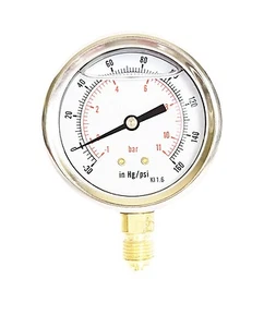Compound Pressure Vacuum Gauge Glycerine Filled 63mm -1/+10 Bar -30*Hg/+150 PSI  - Picture 1 of 3