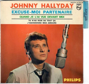 JOHNNY HALLYDAY Excuse-moi partenaire 1965 Imprimerie Colombet Languette EP 45T - Picture 1 of 4