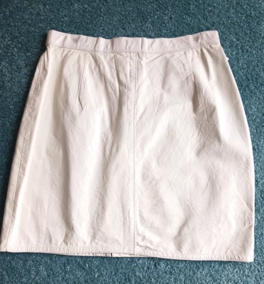 Minifalda vintage de cuero blanca Cool Punk años 80, XS Foto 1 de 4