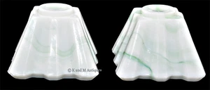 Akro Agate Green Marbleized 2" Candlesticks - Picture 1 of 4