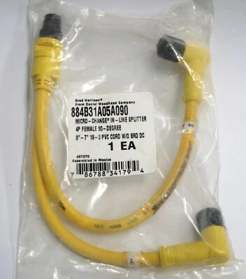 Molex Brad Woodhead 884B31A05A090 Cable In-Line Splitter 4P Female 90 Degree 9" - Image 1 of 2