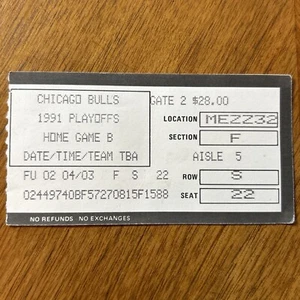 Chicago Bulls NBA Playoffs 1991 Home Game B Ticket Stub Michael Jordan - Bild 1 von 8