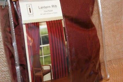 Initials Lantern Rib Tab Top Drapery Window Panel Set New Topsail Red 42" x 84" - Image 1 of 2