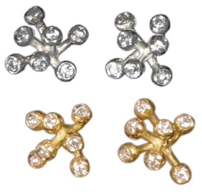 NEW: Fireworks-7 Earrings. Sterling Silver & Diamonds. 18K gold or rhodium plate - Image 1 of 4