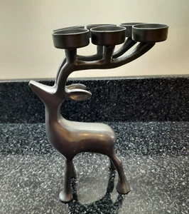 Christmas Stag Reindeer Metal Candle Holder Figure Ornament - Picture 1 of 8