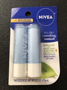 NIVEA Cuidado Labial Suavidad Nutritiva Todo el Día, 2 Palitos con FPS 15 (Nuevo, EXP) - Imagen 1 de 4