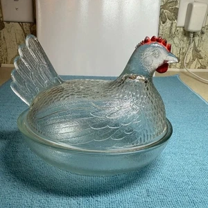 Glas Henne bedeckt Schale - Bild 1 von 6