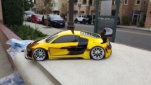 200mm 1/10 CROMO AMARILLO AUDI R8 4Tec2 drift HPI DC10 YD2 MST TT02 Solo cuerpo - Imagen 1 de 9