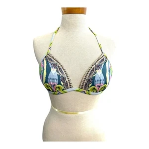Camilla Size 12 14 M L Blue White Plaza Nueva Bikini Top Designer - Picture 1 of 11