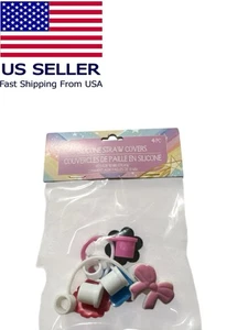 4PCS Silicone Straw Cover Topper Flowers Bow - Picture 1 of 2