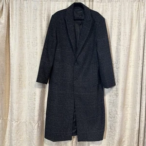 Banana Republic langer Mantel mit Kragen dunkelgrau Wollmischung kariert Herren Gr. Large " - Bild 1 von 4