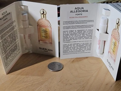 2x Guerlain Aqua Allegoria Forte Rosa Palissandro EDP muestra 0,03 oz, 1 ml #F0-1 Foto 1 de 3
