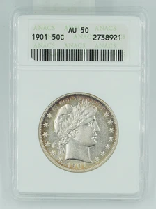 1901 ANACS AU50 Barber Half Dollar - Picture 1 of 3