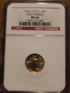 2006 Gold Eagle $5 First Strikes MS69 NGC Gold Eagle G$5 Gold Coin 🪙 - Picture 1 of 4