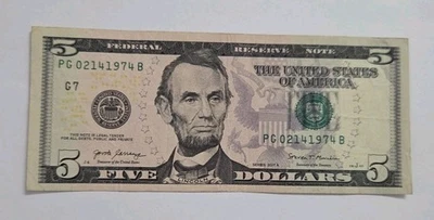 Five Dollar Valentines Day Anniversary Birthday Note February 14, 1974 02141974 - Image 1 of 4