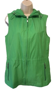 Talbots Women's Lime Green Waterproof Size M Hooded Sleeveless Rain Vest Coat - Picture 1 of 8