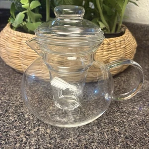 Primula Clear Glass 40 Oz Teapot Complete w/Lid & Infuser 5 Cups EUC - Picture 1 of 4