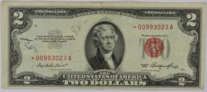 1953 $2 Dollar Bill Red Seal STAR Note Fine See details - Picture 1 of 2