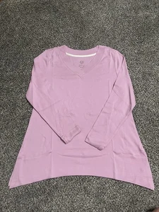 Neu Isaac Mizrahi Langarmshirt mauve V-Ausschnitt M - Bild 1 von 12