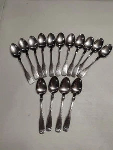 Vintage Rogers Stainless Tablespoons Hammered Korea Set Of 15 - Picture 1 of 10