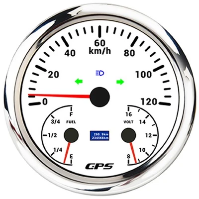 110mm 3 IN 1 Gauge GPS Speedometer 0-120km/h With Fuel Level Voltmeter for Boat - Image 1 of 4