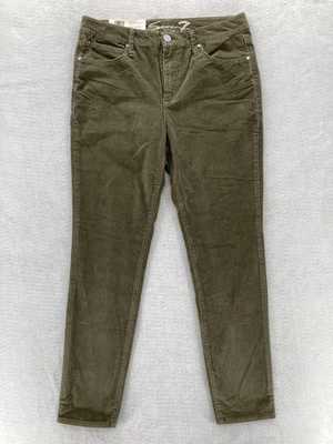 Calça skinny feminina Seven7 veludo 12 Dusty Olive cintura ultra alta elástica nova com etiquetas - Imagem 1 de 4
