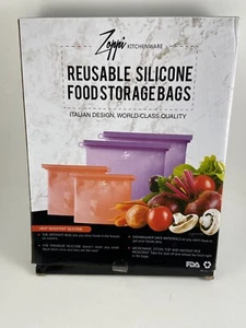Utensilios de cocina reutilizables de silicona bolsas de almacenamiento de alimentos 2 grandes 2 medianas nuevas - Imagen 1 de 3