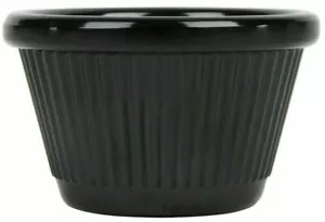 Plastic Fluted Ramekin Black Melamine 2oz 56ml Dip Cup Sauce Pot 6 12 24 48 - Picture 1 of 3