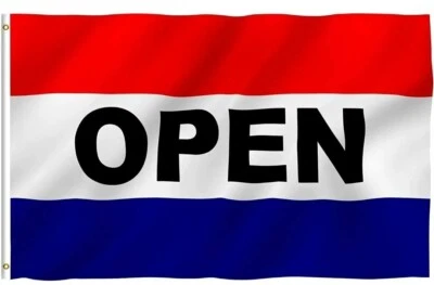 OPEN Flag Red White Blue Store Banner Advertising Pennant Business Sign 3'x5' - Image 1 of 2